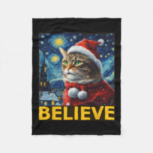 Manta Polar Creer Navidades Shirt Starry Night Van Gogh Cat