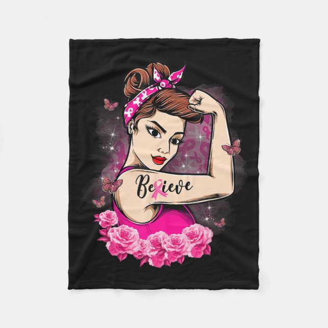 Manta Polar Creer que las mujeres con Cinta Rosa son fuertes e (Anverso)