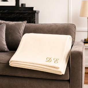 Manta Polar Crema beige minimalista con monograma