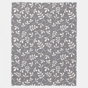 Manta Polar Crema clasificada del modelo de las hojas en gris