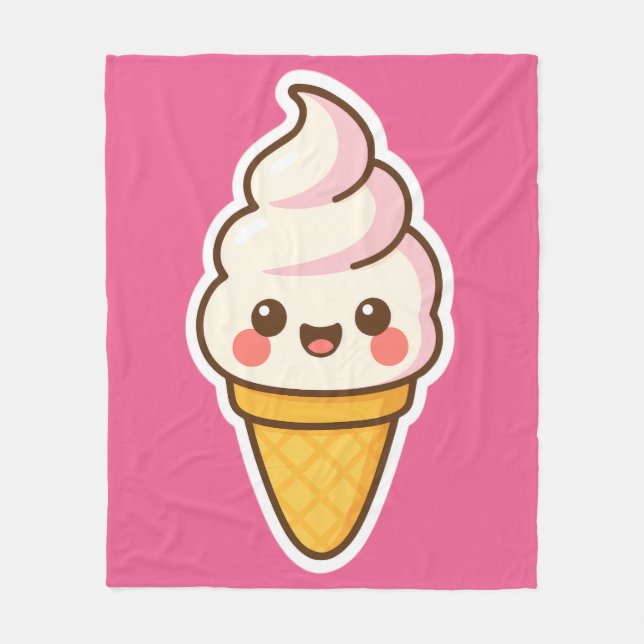 Manta Polar Crema de hielo de Kawaii dulce (Anverso)
