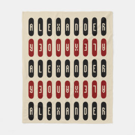 Manta Polar Crema geométrica moderna Nombre personalizado rojo