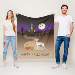Manta Polar Crema Iggy Perro Lindo Y Casa Embrujada De Hallowe