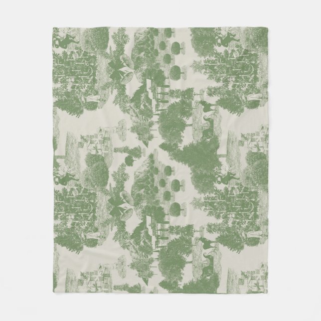 Manta Polar Crema verde Navidades Winter Wonderland (Anverso)