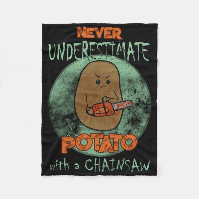 Manta Polar Crepante papa enojada, Chainsaw, película de terro (Anverso)