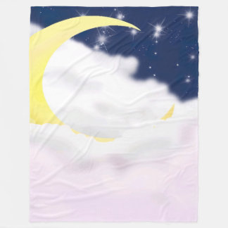 Manta Polar Cresent Moon in Soft Clouds Fleece Blanket
