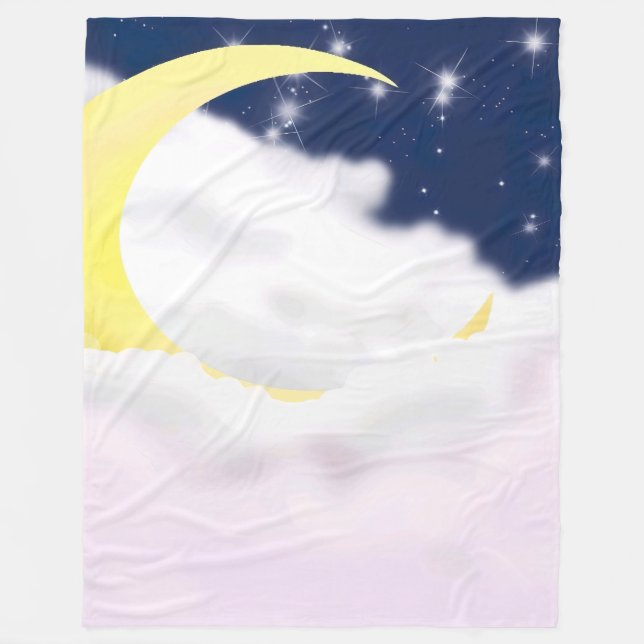 Manta Polar Cresent Moon in Soft Clouds Fleece Blanket (Anverso)