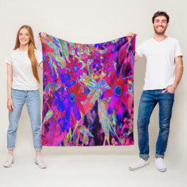 Manta Polar Crimson psicodélico retro y flores silvestres mage