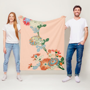 Manta Polar Crisantemo, diseño japonés