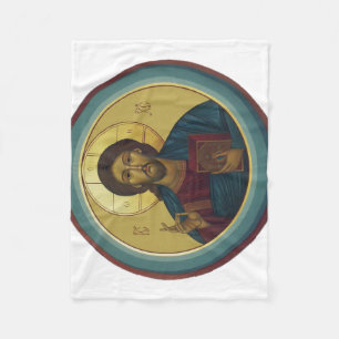 Manta Polar Cristo Pantocrátor bizantino Arte de mosaico redon