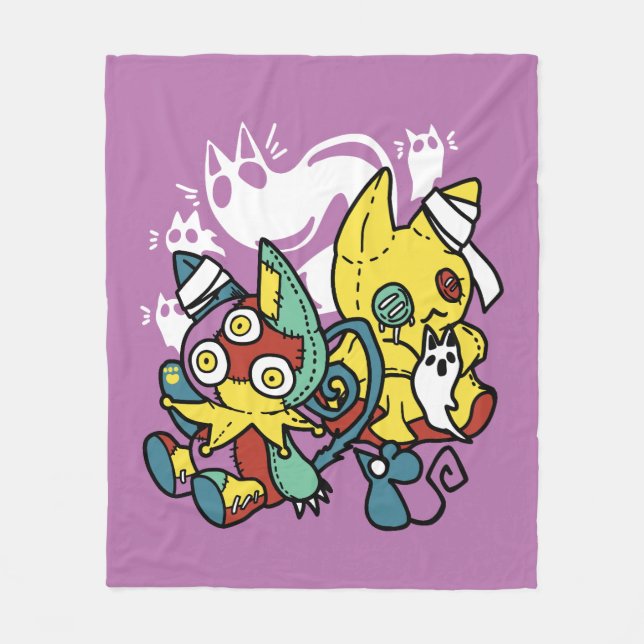 Manta Polar Críticos gatos de Halloween: arte fascinante (Anverso)