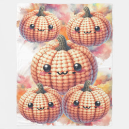 Manta Polar Crochet Cute Pumpkin