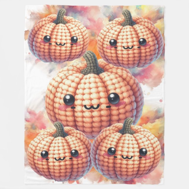 Manta Polar Crochet Cute Pumpkin (Anverso)