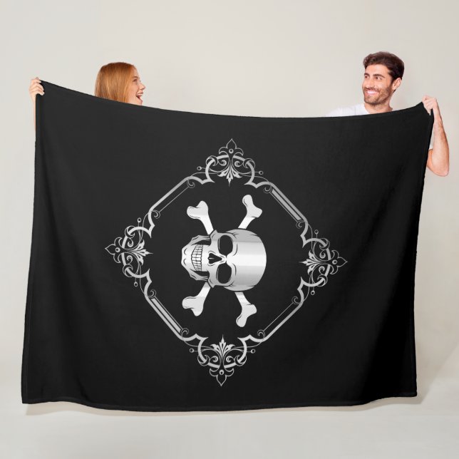 Manta Polar Crossbone/Jolly Roger/Pirate/negro/plata (In situ)