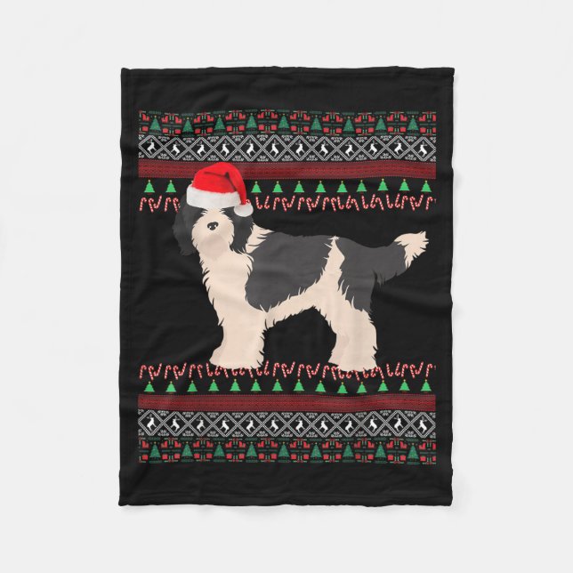 Manta Polar Crossover de Navidad Sheepadoodle Perro Feo Poodle (Anverso)