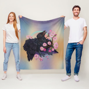 Manta Polar Crow con flores de manzana
