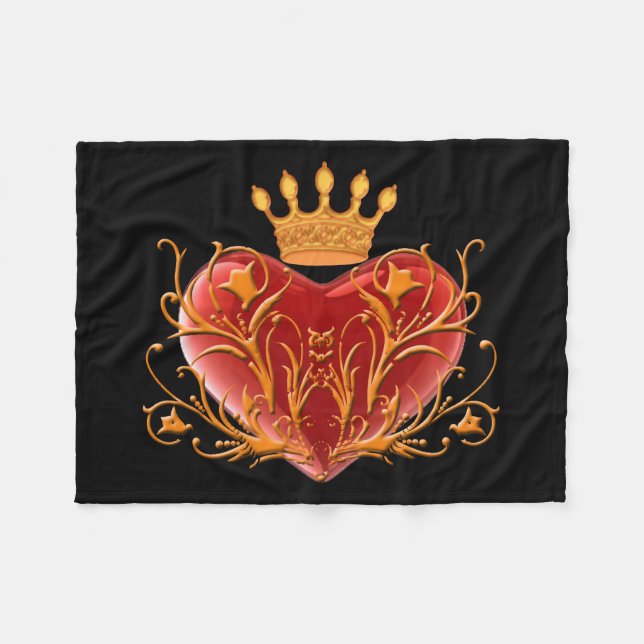 Manta Polar Crown Filigree Heart Fleece Blanket (Frente (Horizontal))