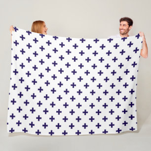 Manta Polar Cruces de polka azul marino sobre blanco