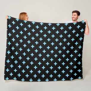 Manta Polar Cruces de polka azul sobre negro