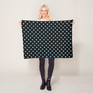 Manta Polar Cruces de polka azul sobre negro