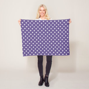 Manta Polar Cruces de polka blanca sobre ultravioleta