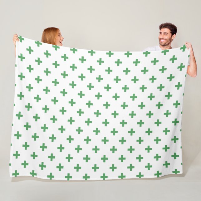 Manta Polar Cruces de polka verde sobre blanco (In situ)