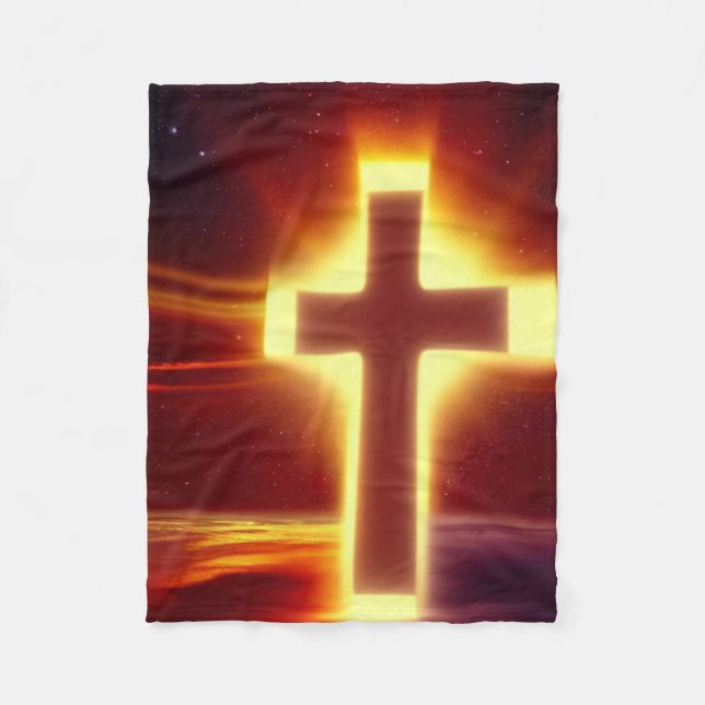 Manta Polar Cruz brillante en el fondo rojo (Anverso)