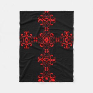 Manta Polar Cruz con Adorno Rojo Arte Decorativo Sagrado