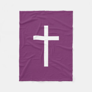 Manta Polar Cruz Cristiana Básica Proporción Áurea Blanco Púrp