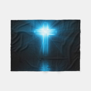 Manta Polar Cruz cristiana en luz azul