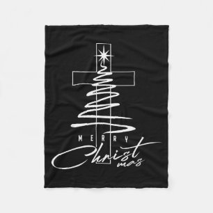 Manta Polar Cruz Cristiana Jesús Feliz Navidad Xmas Árbol Ho