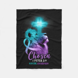 Manta Polar Cruz de León Cristiano Versículo de la Biblia Reli