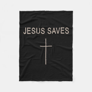 Manta Polar Cruz Jesús Salva Fe Cristiana Minimalista Religios