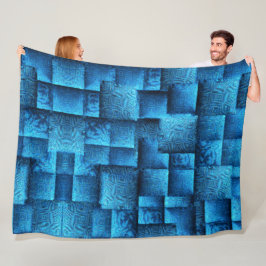 Manta Polar Cuadrados azules con diseño tribal abstracto