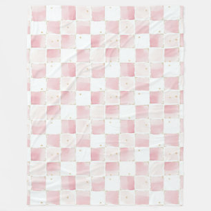 Manta Polar Cuadrados blancos rosados de moda