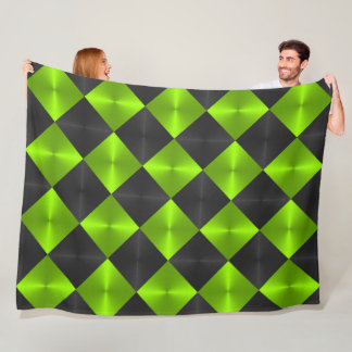 Manta Polar Cuadrados de aspecto metálico negro y verde