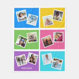 Manta Polar Cuadrados de color de fotos y nombres de personali