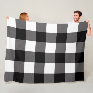 Manta Polar Cuadrados de cuadros negros y blancos de Plaid de 