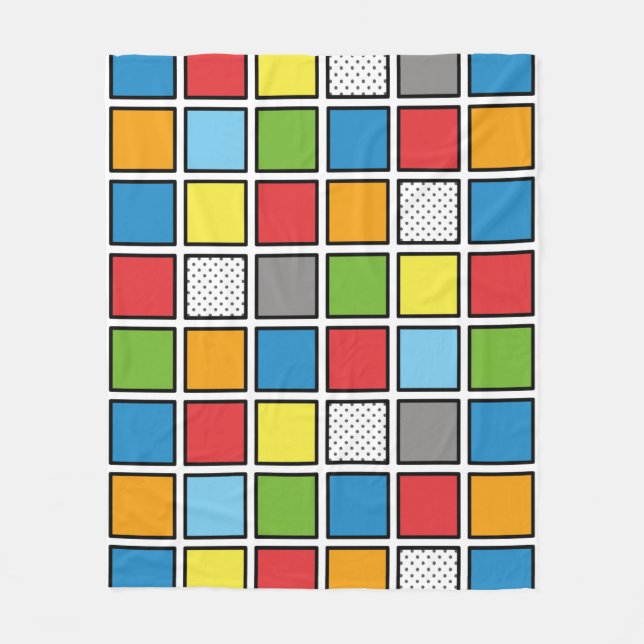 Manta Polar Cuadrados de estilo de libro de historietas (Anverso)