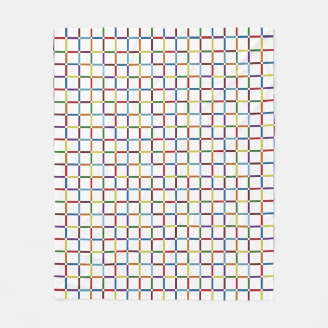 Manta Polar Cuadrícula de arcoiris colorida con espacio negati (Anverso)