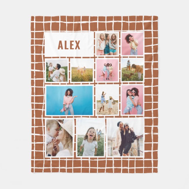 Manta Polar Cuadrícula terracota 12 foto moderna mínima abstra (Anverso)