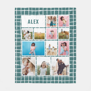 Manta Polar Cuadrícula verde azulada 12 foto moderna mínima ab