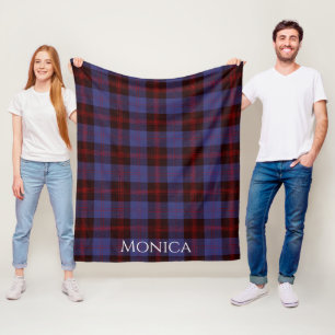 Manta Polar Cuadro de búfalo azul marino rojo monograma nombre