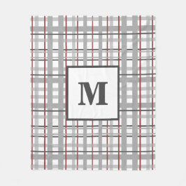 Manta Polar Cuadro de moda Rojo Gris Plateado Monograma