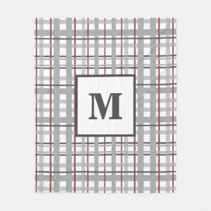 Manta Polar Cuadro de moda Rojo Gris Plateado Monograma