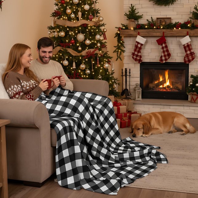 Manta Polar Cuadro de Navidad de Bufalo Negro y Blanco (Subido por el creador)