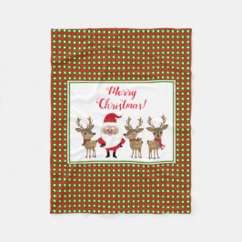 Manta Polar Cuadro de Navidad Feliz Navidad Santa Reno