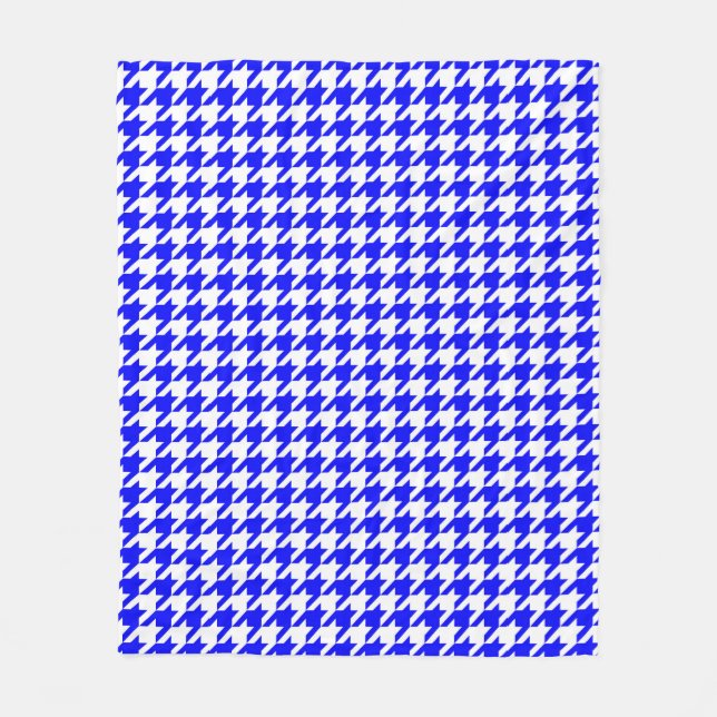Manta Polar Cuadro de Piedra Houndstooth Azul Blanco (Anverso)