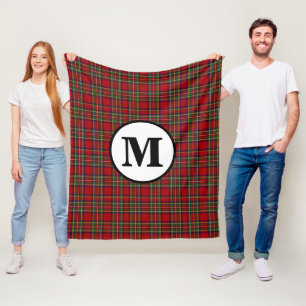 Manta Polar Cuadro de Tartán Royal Stewart Monograma del Clan 