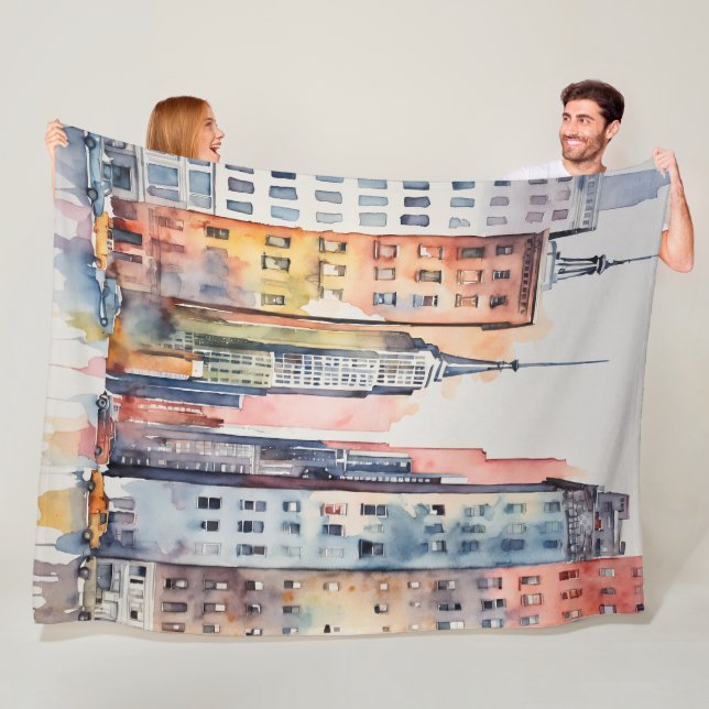 Manta Polar Cuadros de agua pintados de paisajes urbanos (In situ)